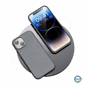 iPhone 15 Spada Pelle Magsafe Gray Kapak