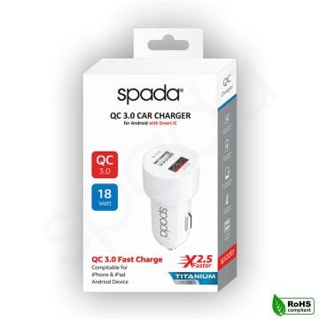 Spada 2 Usb Çıkışlı Hızlı Araç Şarjı SPD-C418QC 18W QC 3.0