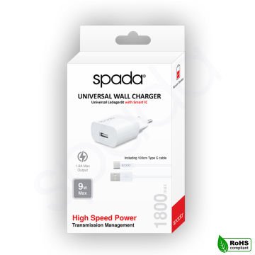 Spada Type-C Kablolu 1800 mAh Ev Şarjı - STC-A515A