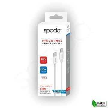 Spada Titanium Seri KBL-720WH Type-C - Type-C 1 metre Şarj ve Data Kablosu