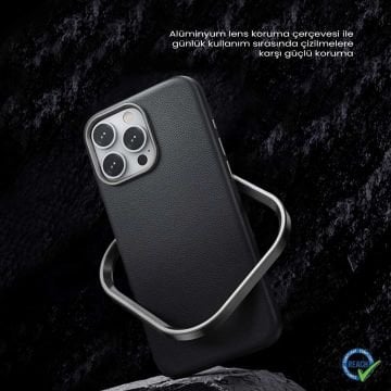 iPhone 16 Spada Pelle Magsafe Siyah Kapak