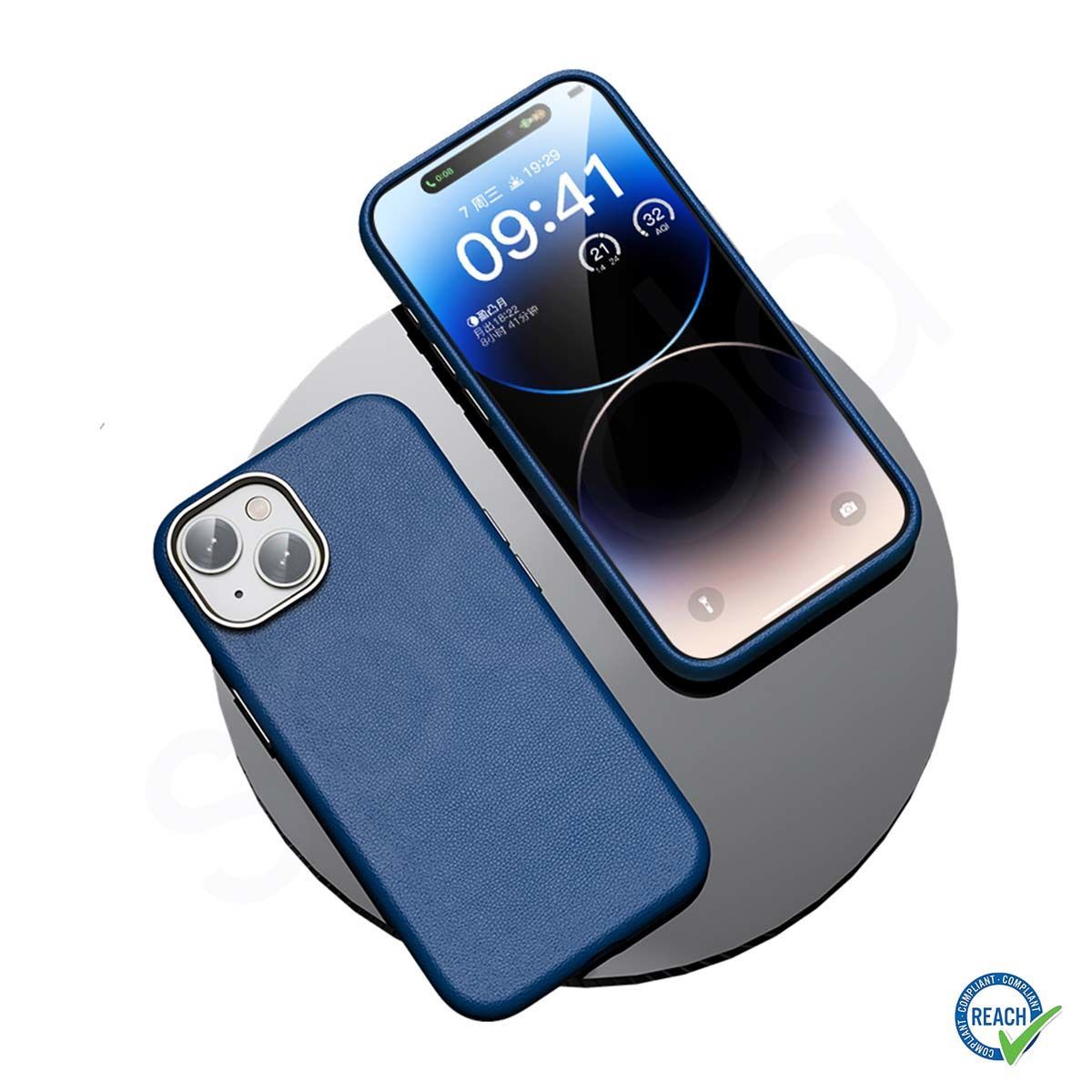 iPhone 15 Plus Spada Pelle Dark Blue Kapak