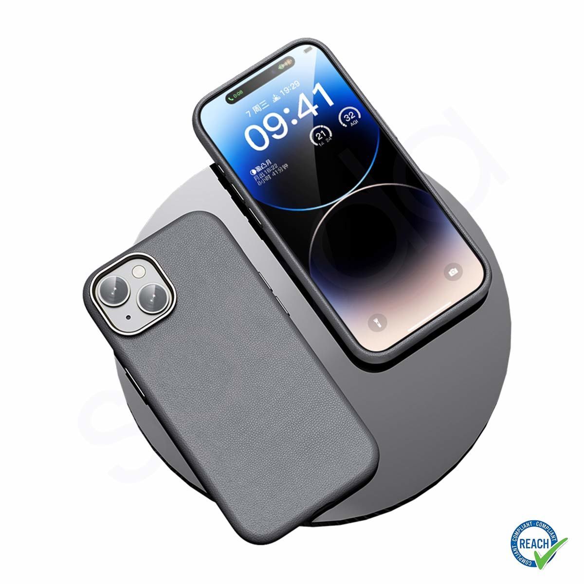 iPhone 15 Plus Spada Pelle Gray Kapak