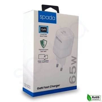 Spada GAN Hızlı Şarj Cihazı 65W Type C Çift Çıkış