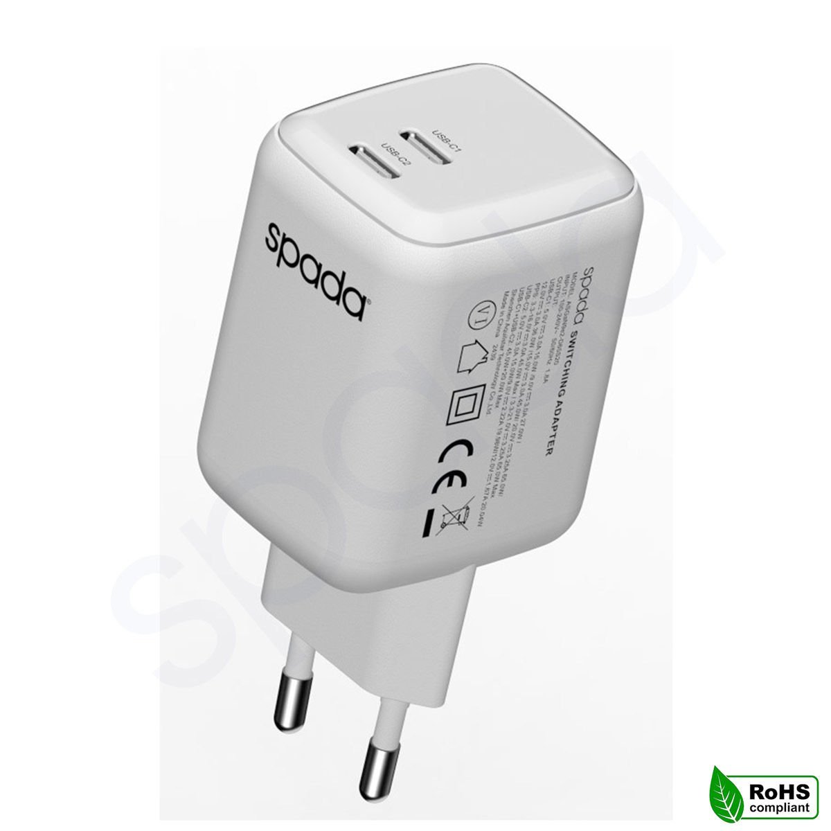 Spada GAN Hızlı Şarj Cihazı 65W Type C Çift Çıkış